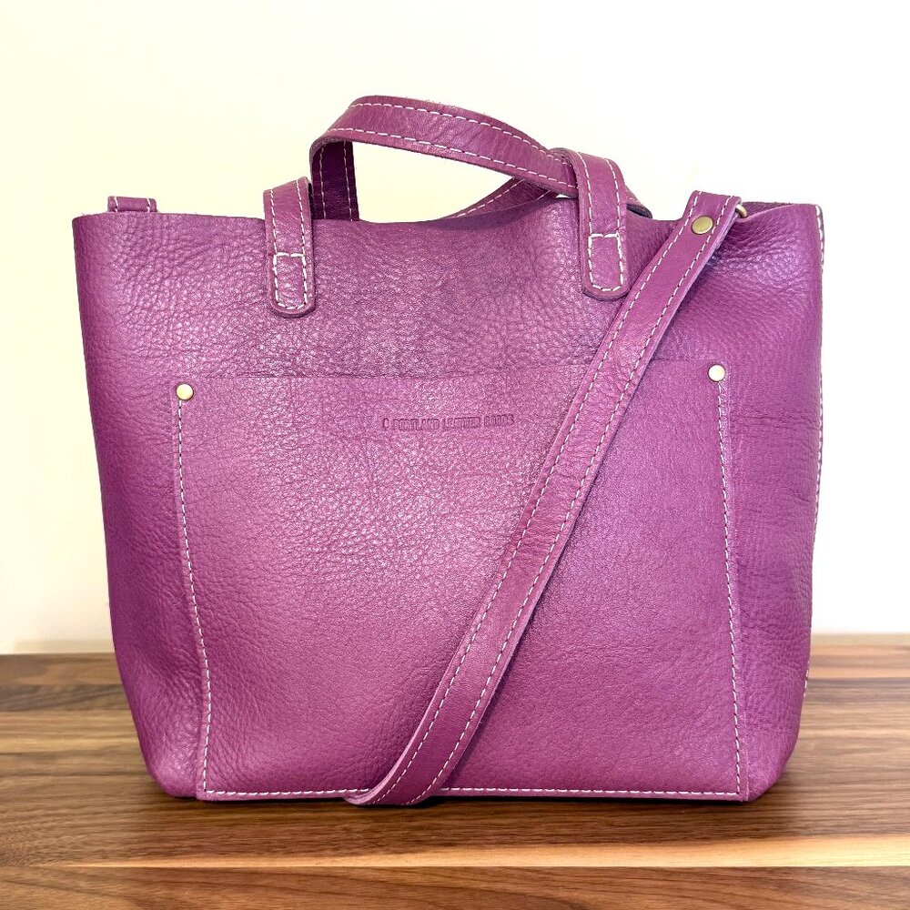 Portland Leather Goods Medium Crossbody Mulberry purple EUC bag purse tote